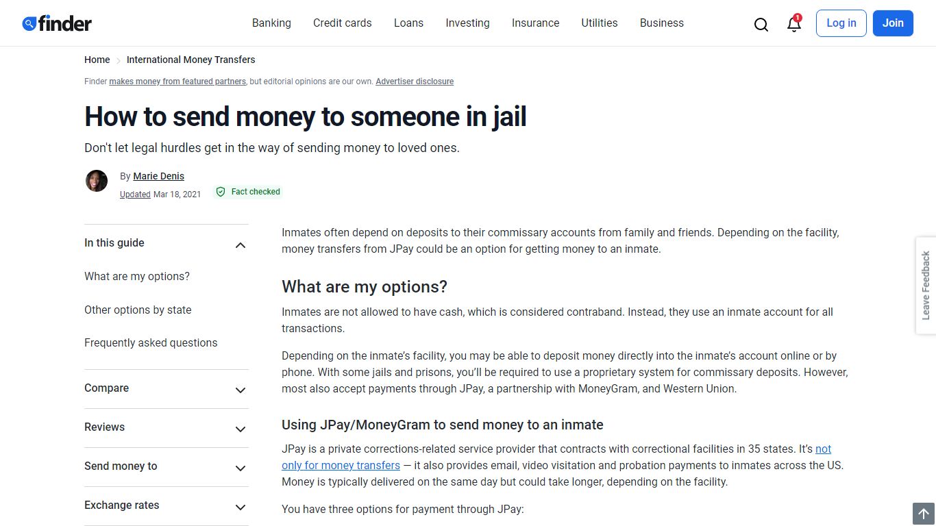 Compare your options for sending money to an inmate | finder.com